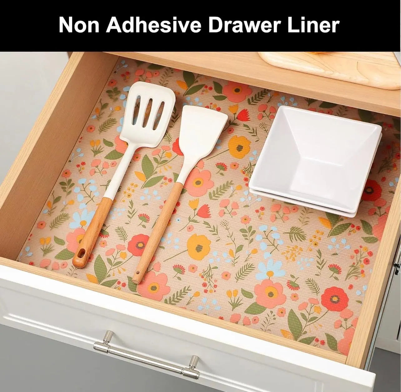 Floral Non-Adhesive Shelf Liner Roll - Alligator Rose Co