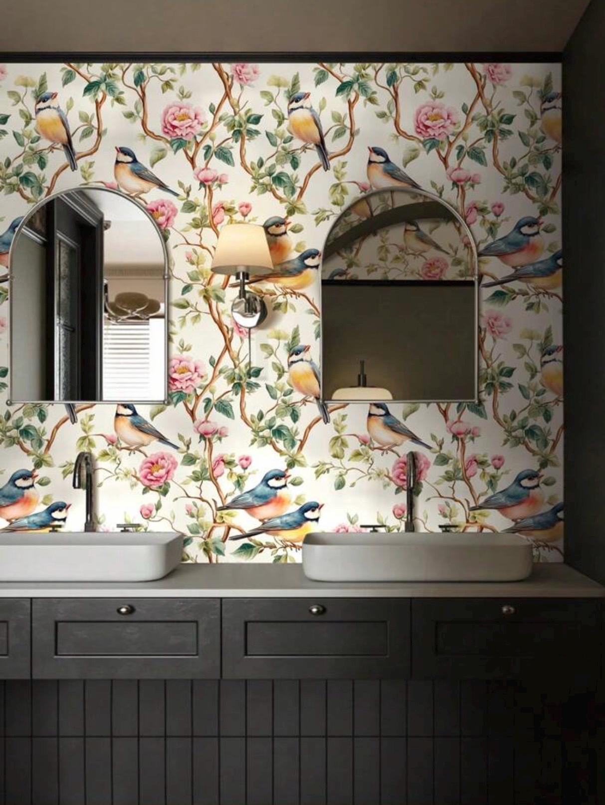 Vintage Bird & Floral Wallpaper - Alligator Rose Co