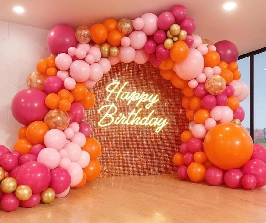 Pink Orange Blush Gold Balloon Garland - Alligator Rose Co