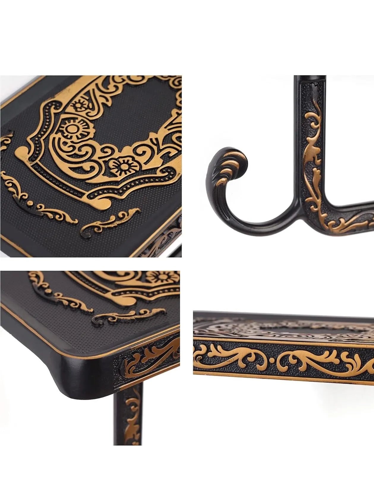 Black Toilet Paper Holder with Shelf – Vintage Wall Mount - Alligator Rose Co