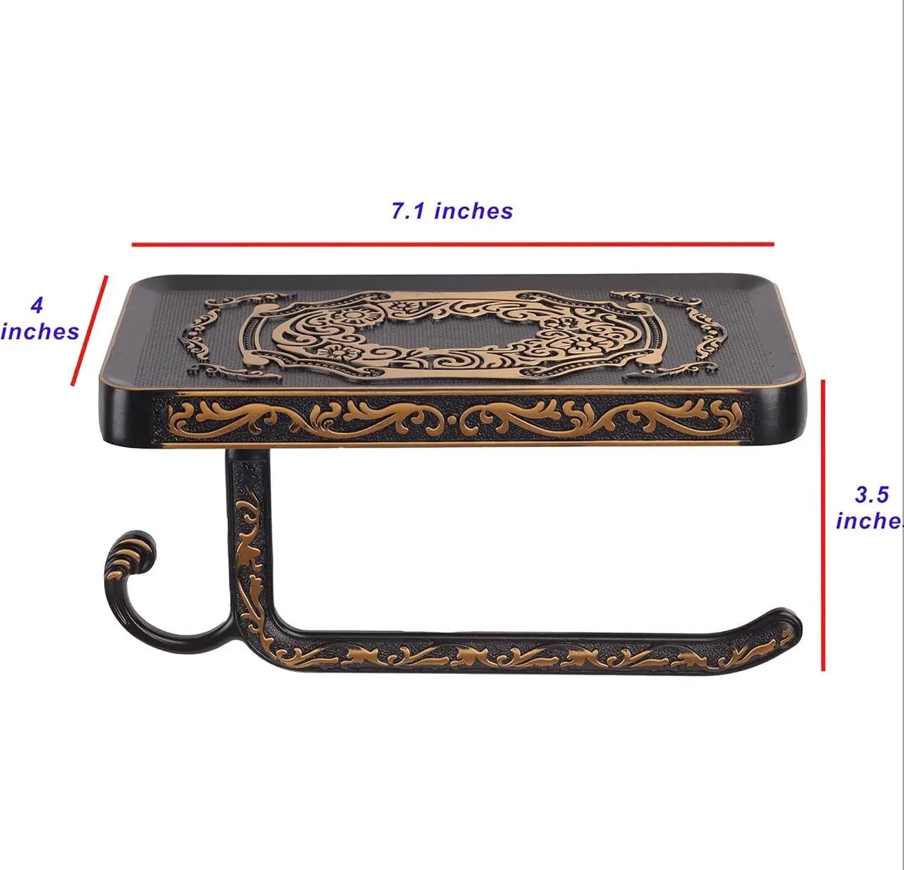 Black Toilet Paper Holder with Shelf – Vintage Wall Mount - Alligator Rose Co