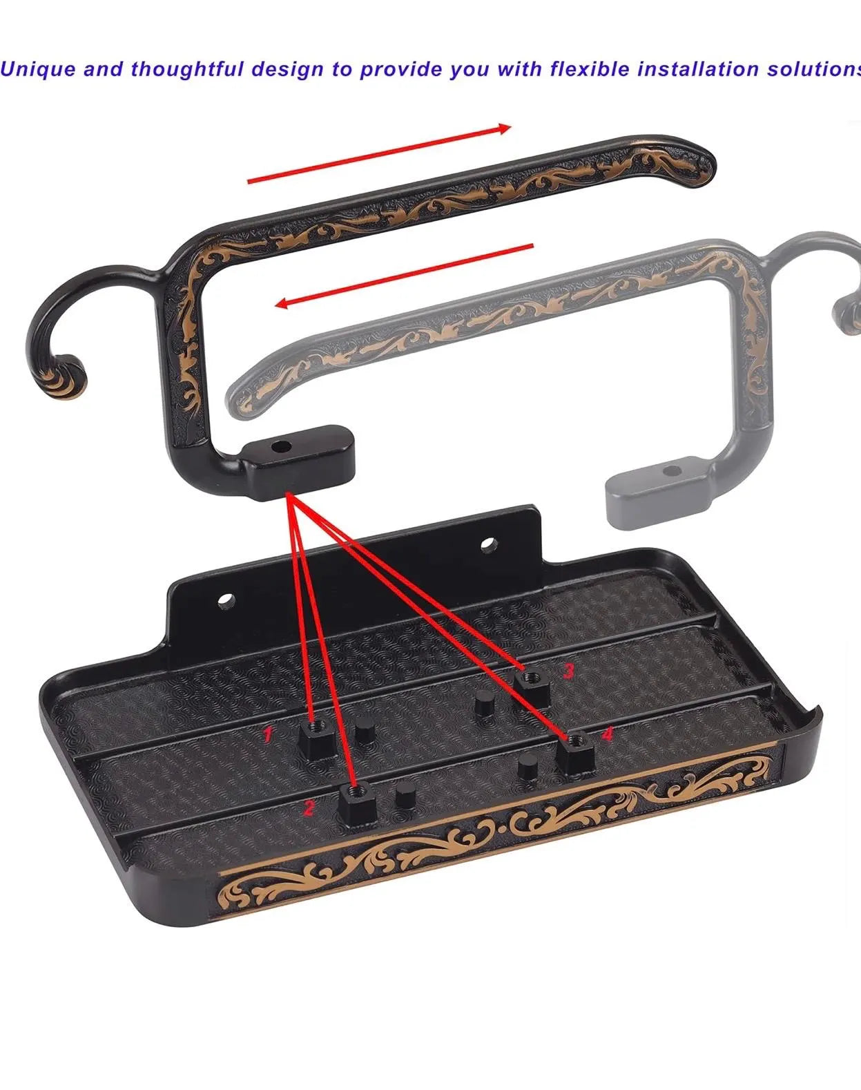 Black Toilet Paper Holder with Shelf – Vintage Wall Mount - Alligator Rose Co