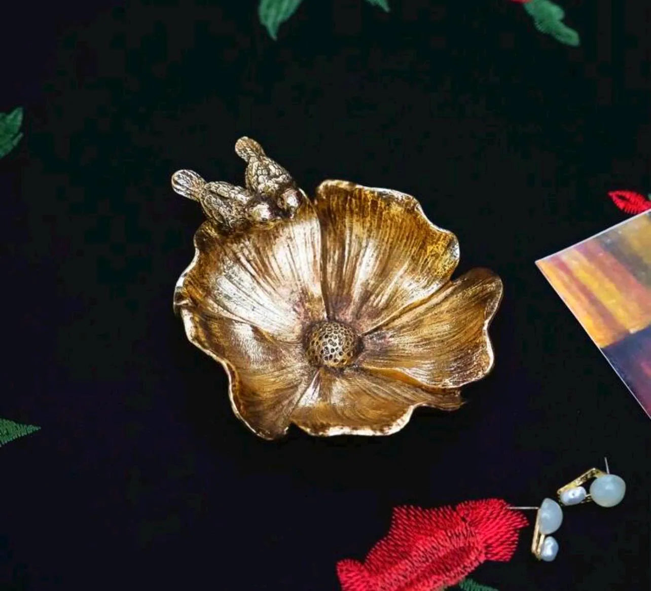 Golden Bronze Bird Trinket Dish - Alligator Rose Co