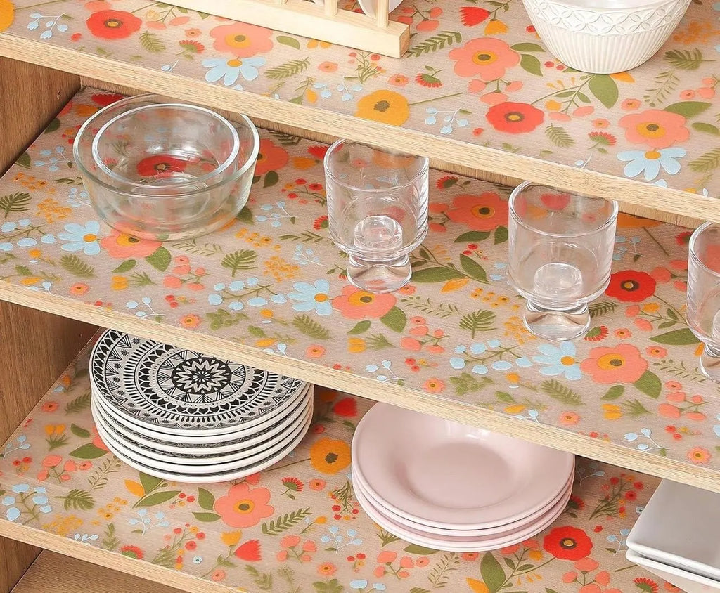 Floral Non-Adhesive Shelf Liner Roll - Alligator Rose Co