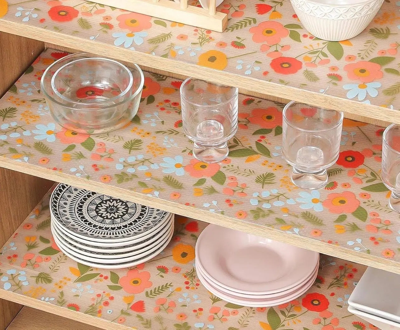 Floral Non-Adhesive Shelf Liner Roll - Alligator Rose Co