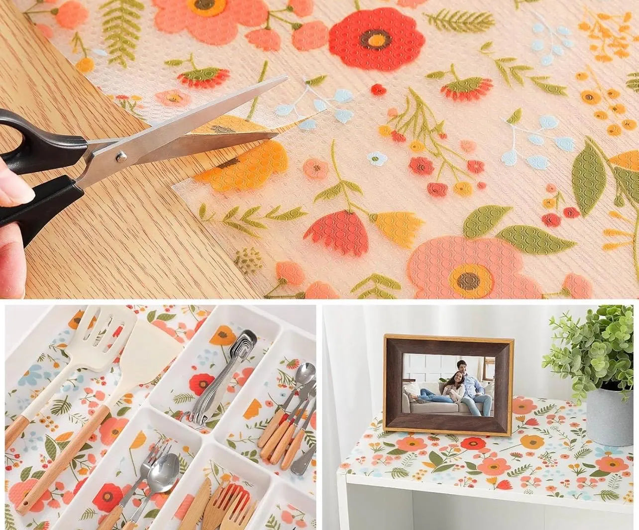 Floral Non-Adhesive Shelf Liner Roll - Alligator Rose Co